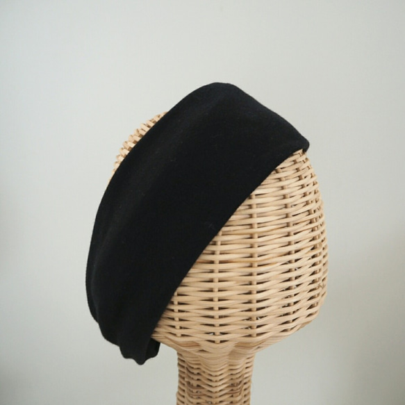頭巾風格頭巾 ☆ 柔軟針織黑色 x 海軍藍 第4張的照片