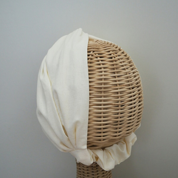 3way髮巾（扎）☆米白色蕾絲+薄紗 第4張的照片