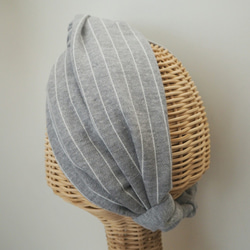 毛頭巾（結）☆ 針條紋編織物灰色 第4張的照片
