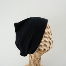 Babushka Style Hair Turban ☆ Soft Knit 黑色 x 灰色 第1張的照片