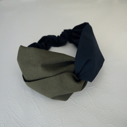 頭巾（結）☆卡其色×海軍 第4張的照片