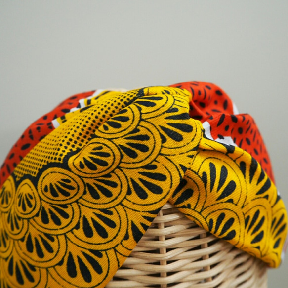 頭巾（結）☆非洲橙×黃色 第2張的照片