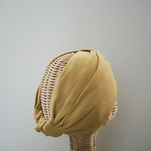 頭巾（結）☆棉針織黃色 第4張的照片