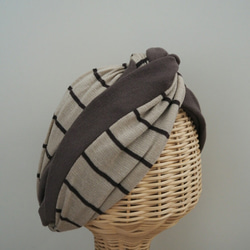 頭髮頭巾（領帶）☆柔軟的針織邊框棕色 第2張的照片