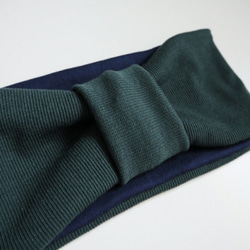 頭髮頭巾（環）☆綠色×海軍 第4張的照片