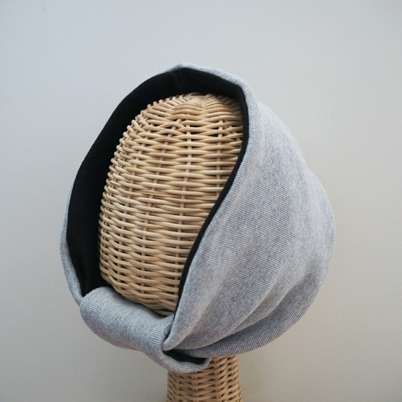 頭髮頭巾（循環）☆淺灰色×黑色 第3張的照片