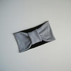 頭髮頭巾（循環）☆淺灰色×黑色 第6張的照片