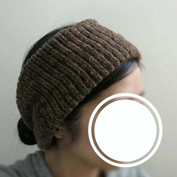 頭巾（毛圈）☆粗針織棕色 第6張的照片