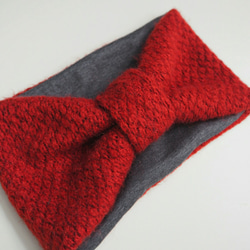 毛頭巾（循環）☆ 粗針織紅色 第2張的照片