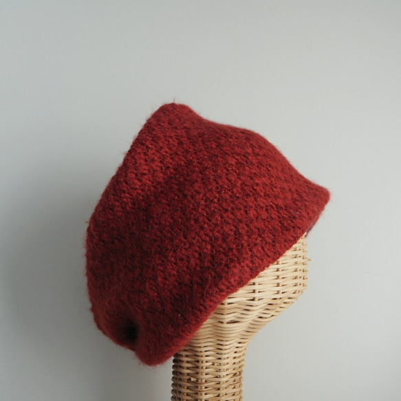 毛頭巾（循環）☆ 粗針織紅色 第3張的照片