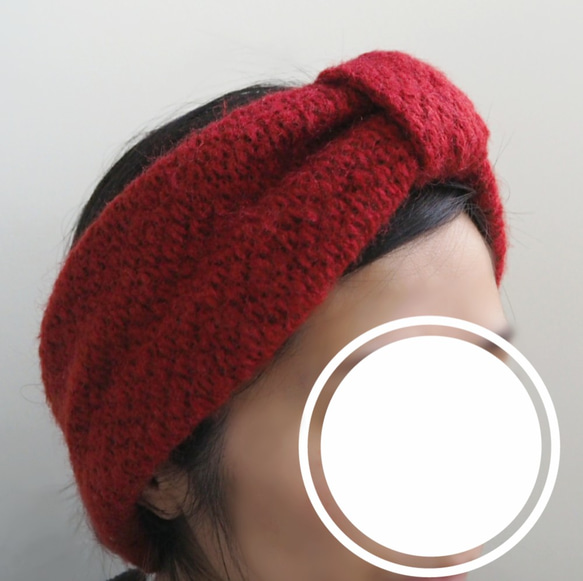 毛頭巾（循環）☆ 粗針織紅色 第4張的照片