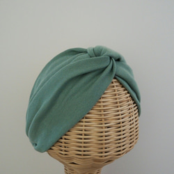 頭髮頭巾（結）☆軟針織暗綠色 第1張的照片