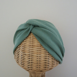 頭髮頭巾（結）☆軟針織暗綠色 第3張的照片