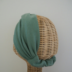 頭髮頭巾（結）☆軟針織暗綠色 第4張的照片