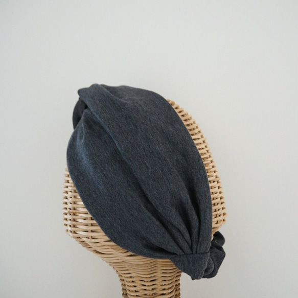 頭髮頭巾（結）☆針織木炭灰 第3張的照片