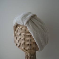 頭髮頭巾（環）☆天然米色 第3張的照片