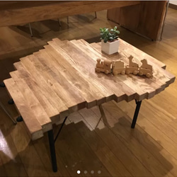 【配送料無料】WoodWave Table_01 ビンテージ風 ローテーブル 1枚目の画像
