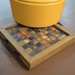 【送料無料】なべしき 小さなタイル(褐色タイルミックス)鍋敷き 1枚目の画像