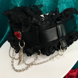 漆黒のゴシックチョーカー・深紅のハート＆天使の羽 3枚目の画像
