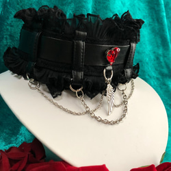 漆黒のゴシックチョーカー・深紅のハート＆天使の羽 4枚目の画像