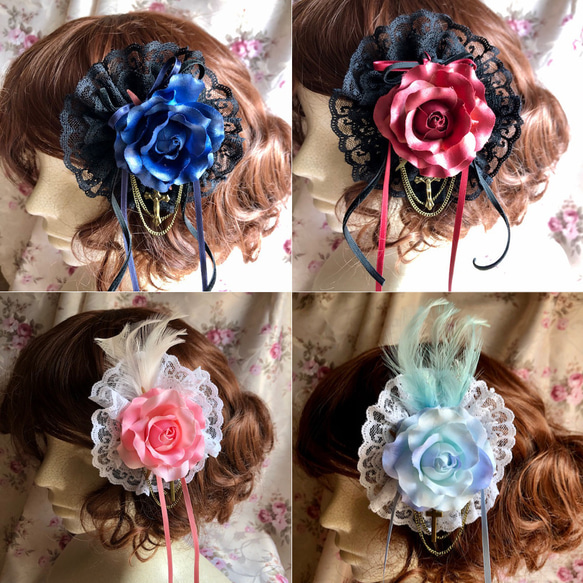 【販売済】ヘッドドレス／ゴスロリ／バラ／十字架／レース／ブラック／HD06 3枚目の画像