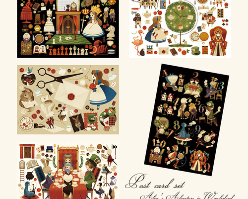 017カード大　アリス3種類　ポストカード　クラフト アリス柄ポストカードセット ポストカード 0313 通販 519929｜Creema