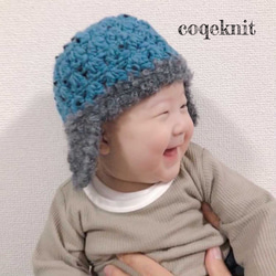 こんにちは赤ちゃん 初めてお出かけ帽子◆ファー耳当て付き 4枚目の画像