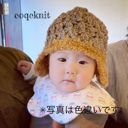 受注制作◇こんにちは赤ちゃん 初めてお出かけ帽子◆ファー耳当て付き 4枚目の画像