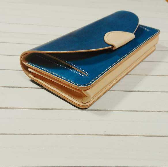 おしゃれ☆デザイン 長財布 ブルー （国産レザー） 長財布 NA Leather