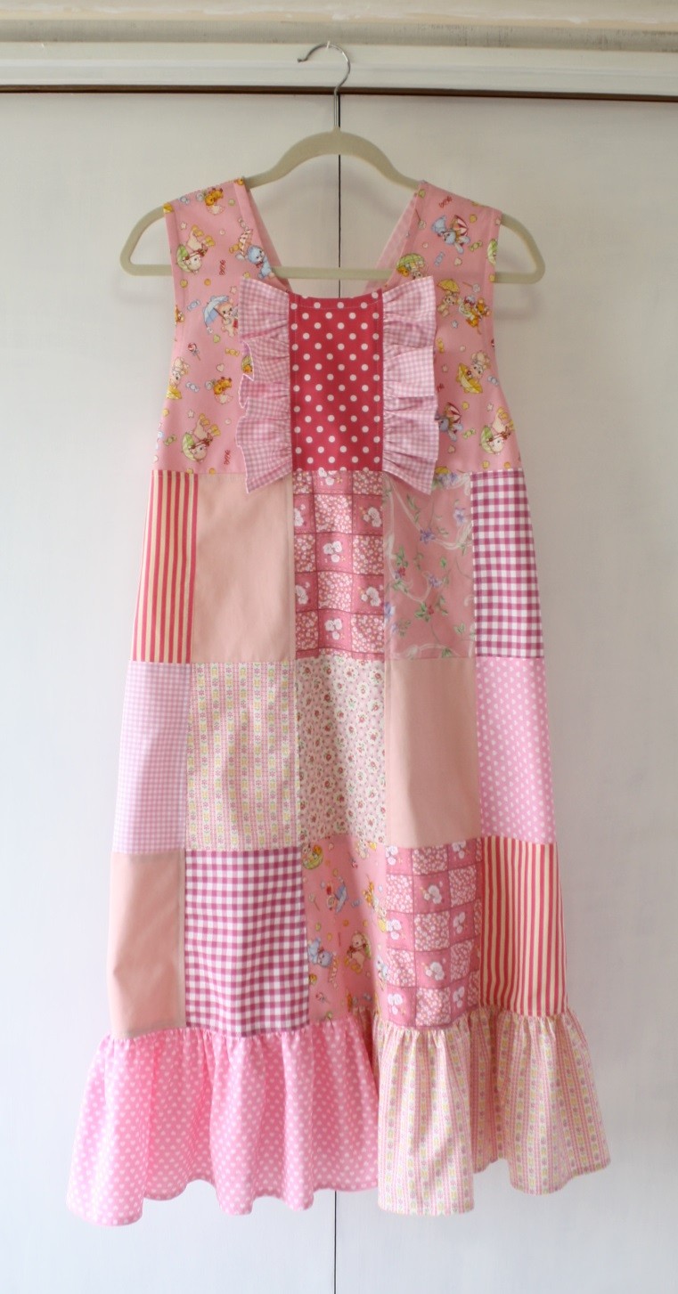 パッチワークコットンワンピース（ピンク）