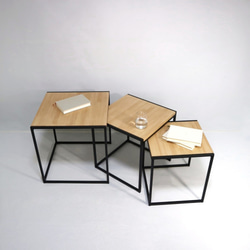 Square stacking table（サイドテーブル/テレワーク/机/アイアン/ローテーブル/カフェテーブル） 2枚目の画像