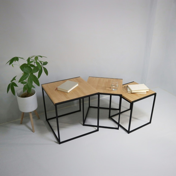 Square stacking table（サイドテーブル/テレワーク/机/アイアン/ローテーブル/カフェテーブル） 7枚目の画像
