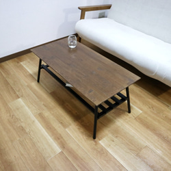 Natural wood iron table"wulnut"(テーブル/ローテーブル/机/テレワーク/アイアン） 3枚目の画像