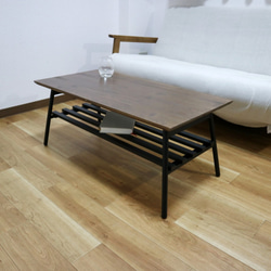 Natural wood iron table"wulnut"(テーブル/ローテーブル/机/テレワーク/アイアン） 4枚目の画像