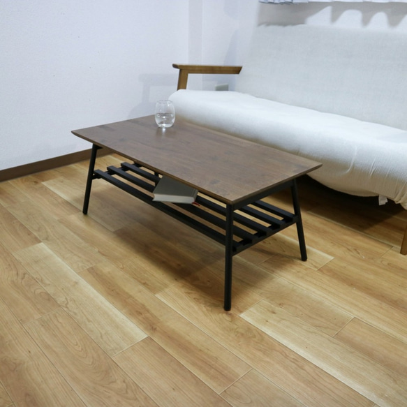 Natural wood iron table"wulnut"(テーブル/ローテーブル/机/テレワーク/アイアン） 5枚目の画像