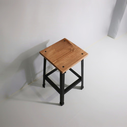 IRON stool”teak”（スツール/椅子/アイアン/チェア/鉄脚） 5枚目の画像