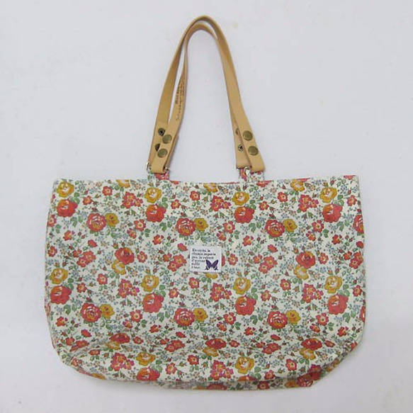 【sale】ビニールコーティングのファスナートートバッグ〔LIBERTY　Felicite〕 1枚目の画像