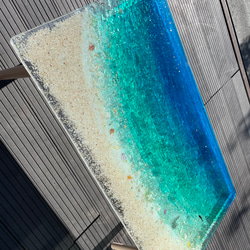 間も無く終了　センターテーブル エメラルドブルーのムーンビーチ  波打ち際のシェル　minamo 2枚目の画像