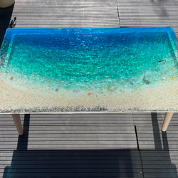 間も無く終了　センターテーブル エメラルドブルーのムーンビーチ  波打ち際のシェル　minamo 6枚目の画像