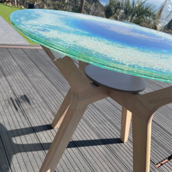 新作　ブルーホール　エメラルドグリーンの海　ガラスサイドテーブル　ナイトテーブル 5枚目の画像