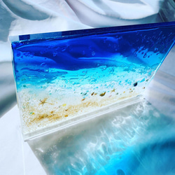 ゆう様専用　インテリアパネル 夜光虫　瑠璃色の海の  立てかけパネル39×25 2枚目の画像
