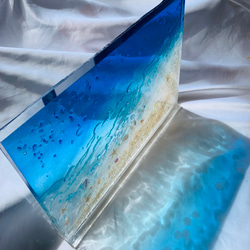 ゆう様専用　インテリアパネル 夜光虫　瑠璃色の海の  立てかけパネル39×25 7枚目の画像