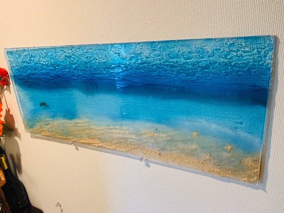 hamaji様専用　タートルコーラル　南の島のカメ　壁掛けアートパネル　82×25×10 5枚目の画像