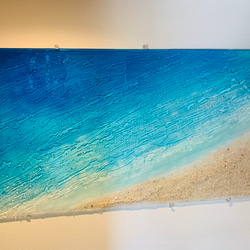 nikoniko様専用　壁飾りパネル エメラルドブルーの海と砂浜 天国に一番近い島 と光るビーチ145×35 3枚目の画像