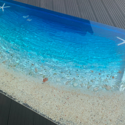 あすか様専用　センターテーブル ブルームーンビーチ  波打ち際のシェルやスターフィッシュ  とホヌ　minamo 4枚目の画像