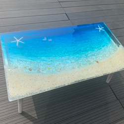 あすか様専用　センターテーブル ブルームーンビーチ  波打ち際のシェルやスターフィッシュ  とホヌ　minamo 7枚目の画像