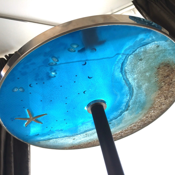 ホワイトビーチ タートル ガラスサイドテーブル スターフィッシュとカメ 4枚目の画像