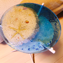 ブルーシー白砂のスターフィッシュ 波紋ガラスサイドテーブル丸 〜Minamo〜 4枚目の画像