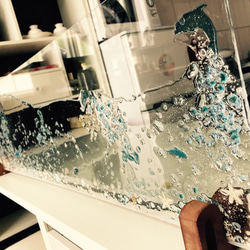 水跳ね防止 パネルスタンド  イルカ ドルフィン ファミリー キッチン用パネル 3枚目の画像