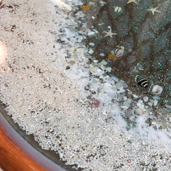 ラタンガラスラウンドガラステーブル   エメラルド ムーンビーチ 砂浜 4枚目の画像